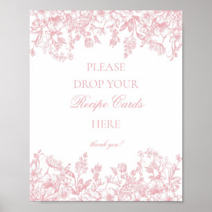 Roze Chinoiserie Vintage Bloemige Recept Delen Poster