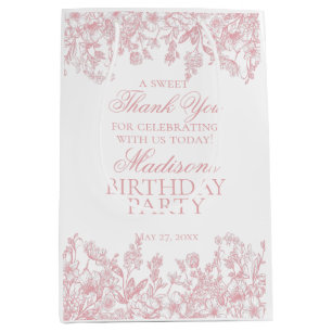 Roze Chinoiserie Vintage Bloemige Verjaardags Cade Medium Cadeauzakje