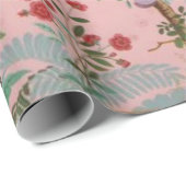 Roze Chinoiserie Vogel Bloemen Decoupage Gift Cadeaupapier (Rol Hoek)