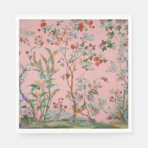 Roze Chinoiserie Vogel Bloemen Decoupage Servet