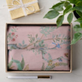 Roze Chinoiserie Vogel Bloemen Decoupage Tissuepapier (Geschenk)