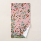 Roze Chinoiserie Vogel Bloemen Elegant Bad Handdoek (Handdoek)