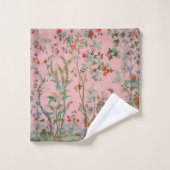 Roze Chinoiserie Vogel Bloemen Elegant Bad Handdoek (Wasdoekje)