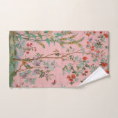 Roze Chinoiserie Vogel Bloemen Elegant Bad Handdoek (Handdoek)
