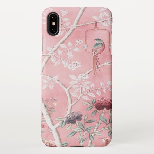 Roze Chinoiserie Vogel Bloemen Elegant iPhone Hoesje (Achterkant)