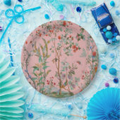Roze Chinoiserie Vogel Bloemen Elegant Papieren Bordje (Feest)