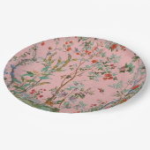 Roze Chinoiserie Vogel Bloemen Elegant Papieren Bordje (Gekanteld)