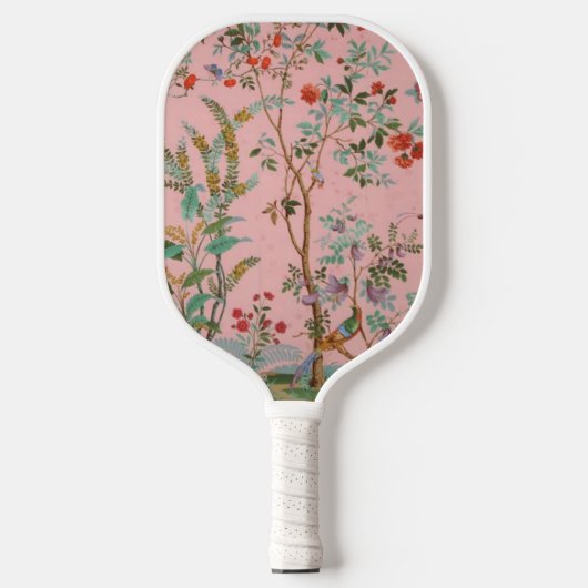 Roze Chinoiserie Vogel Bloemen Elegant Pickleball Paddle (Voorkant)