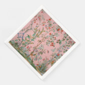Roze Chinoiserie Vogel Bloemen Elegant Servet (Hoek)