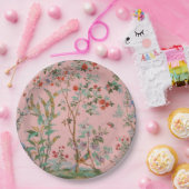 Roze Chinoiserie Vogel Bloemen Papieren Bordje (Feest)