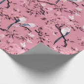 Roze Chinoiserie vogel bloemendecoupage Cadeaupapier (Hoek)