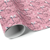 Roze Chinoiserie vogel bloemendecoupage Cadeaupapier (Rol Hoek)