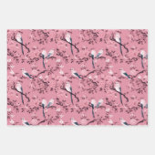 Roze Chinoiserie vogel bloemendecoupage Inpakpapier Vel (Voorkant 2)