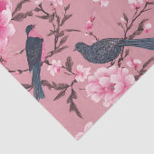 Roze Chinoiserie vogel bloemendecoupage Tissuepapier (Detail)