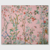 Roze Chinoiserie Vogel Floral Elegante Decoupage Cadeaupapier (Vlak)