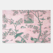 Roze Chinoiserie Vogel Wrapping Papier Bladen Inpakpapier Vel (Voorkant 3)