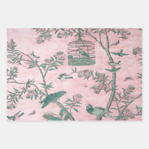 Roze Chinoiserie Vogel Wrapping Papier Bladen Inpakpapier Vel