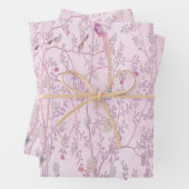 Roze Chinoiserie Vogel Wrapping Papier Bladen Inpakpapier Vel (In situ)