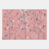 Roze Chinoiserie Vogel Wrapping Papier Bladen Inpakpapier Vel (Voorkant 3)