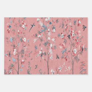 Roze Chinoiserie Vogel Wrapping Papier Bladen Inpakpapier Vel