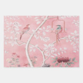 Roze Chinoiserie Vogel Wrapping Papier Bladen Inpakpapier Vel (Voorkant)