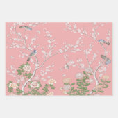 Roze Chinoiserie Vogel Wrapping Papier Bladen Inpakpapier Vel (Voorkant 2)