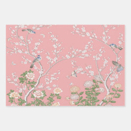 Roze Chinoiserie Vogel Wrapping Papier Bladen Inpakpapier Vel