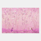 Roze Chinoiserie Vogel Wrapping Papier Bladen Inpakpapier Vel (Voorkant 2)