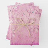 Roze Chinoiserie Vogel Wrapping Papier Bladen Inpakpapier Vel (In situ)