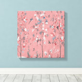 Roze Chinoiserie Wall Art Decor Canvas Print (Insitu (Houten vloer))