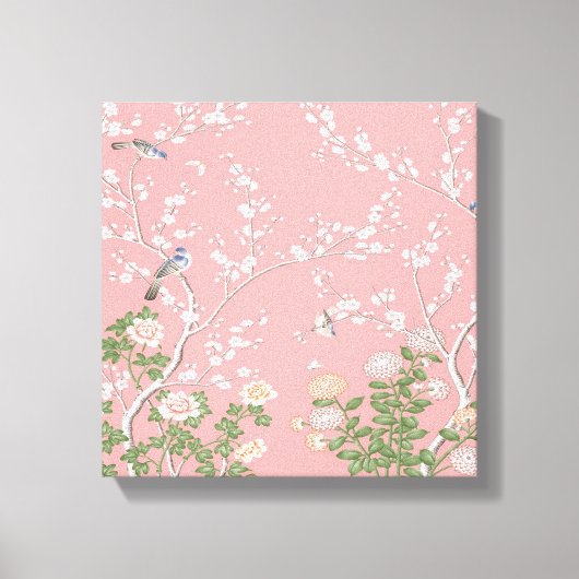 Roze Chinoiserie Wall Art Decor Canvas Print (Voorkant)