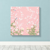 Roze Chinoiserie Wall Art Decor Canvas Print (Insitu (Houten vloer))