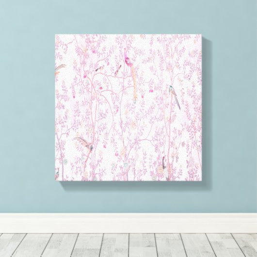 Roze Chinoiserie Wall Art Decor Canvas Print (Insitu (Houten vloer))