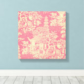 Roze Chinoiserie Wall Art Decor Canvas Print (Insitu (Houten vloer))
