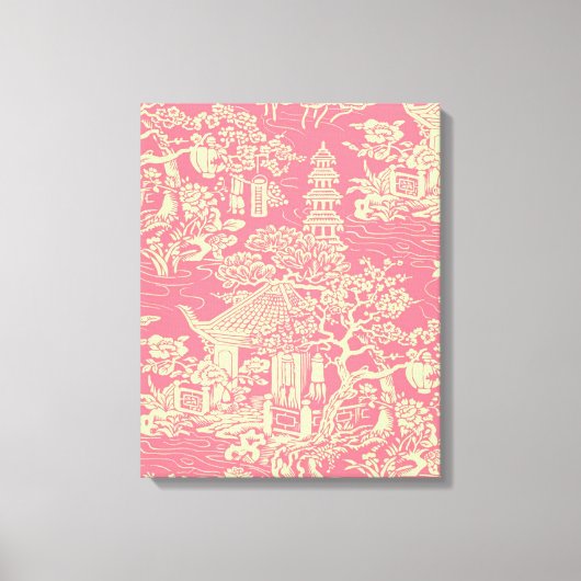 Roze Chinoiserie Wall Art Decor Canvas Print (Voorkant)