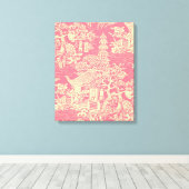 Roze Chinoiserie Wall Art Decor Canvas Print (Insitu (Houten vloer))