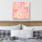 Roze Chinoiserie Wall Art Decor Canvas Print (Insitu (Slaapkamer))