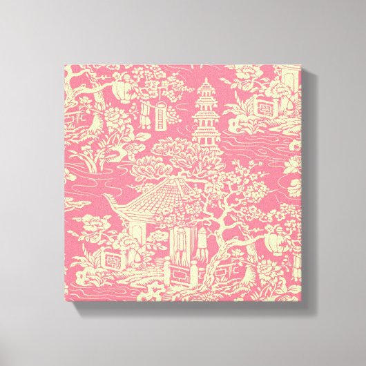 Roze Chinoiserie Wall Art Decor Canvas Print (Voorkant)