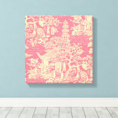 Roze Chinoiserie Wall Art Decor Canvas Print (Insitu (Houten vloer))