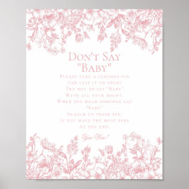 Roze Chinoiserie Zeg Niet Baby Shower Spel Poster