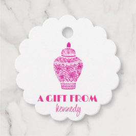 Roze Chinoserie Vase Gift Label