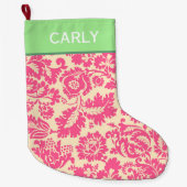Roze Chintz Pattern Grote Kerstsok (Voorkant)