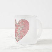 Roze chippy Paint Heart Matglas Koffiemok (Voorkant rechts)