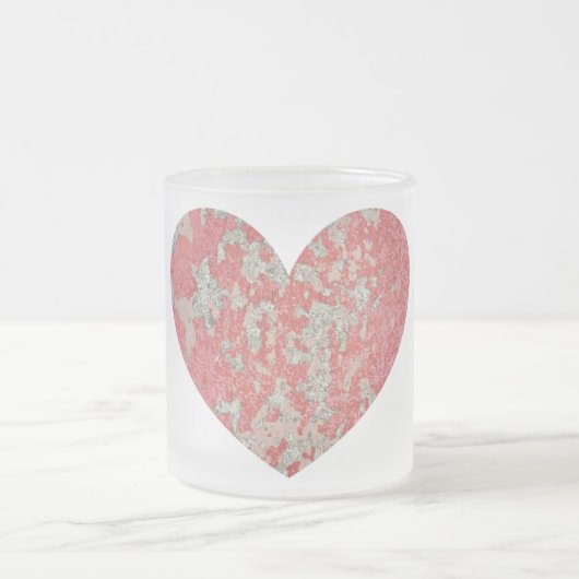 Roze chippy Paint Heart Matglas Koffiemok (Center)