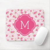 Roze Chique  Bloemenprint Monogram Muismat (Met muis)