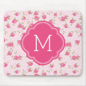 Roze Chique Bloemenprint Monogram Muismat (Voorkant)