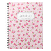 Roze Chique  Bloemenprint Monogram Notitieboek (Voorkant)
