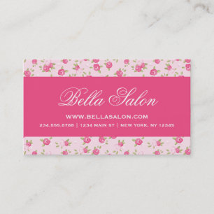 Roze chique  bloemenprint visitekaartje