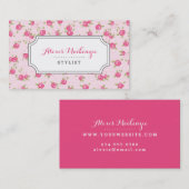 Roze chique  bloemenprint visitekaartje (Voorkant / Achterkant)