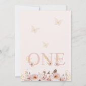 Roze Chique Boho Bloemenvlinders 1e Verjaardag Kaart (Achterkant)